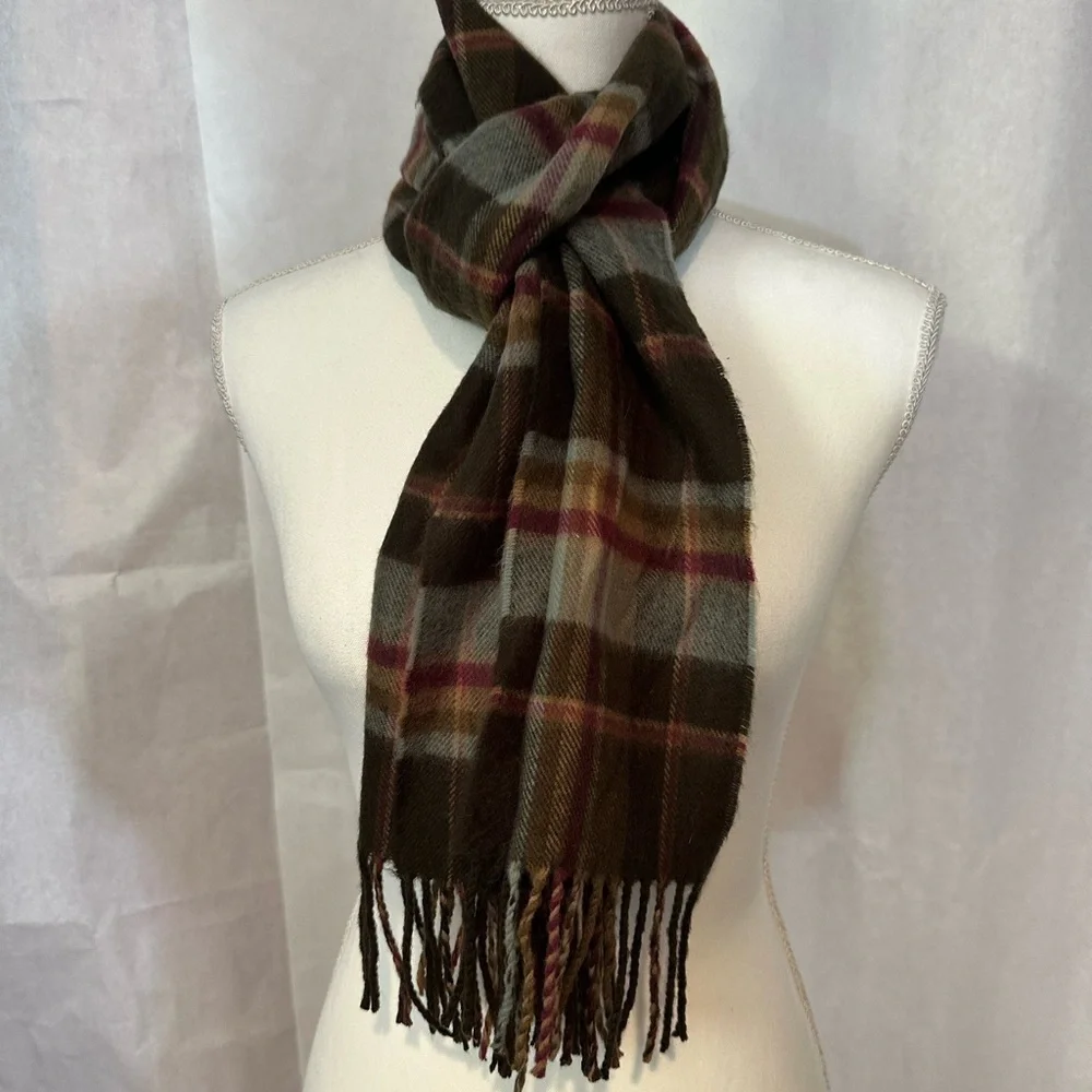 Chic Plaid Scarf in Black, Pink, and Brown